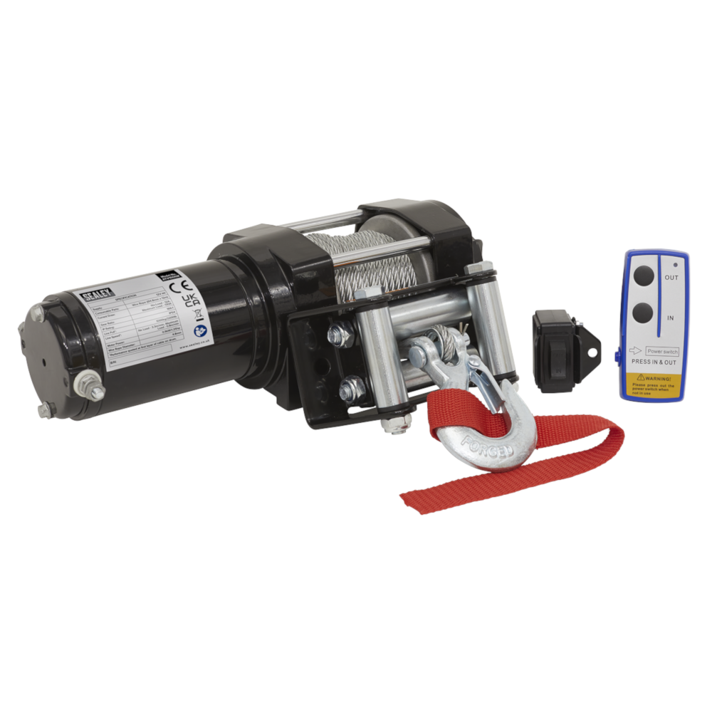Sealey ATV1000W ATV Vehicle Winch 1000kg Capacity Line Pull 12V
