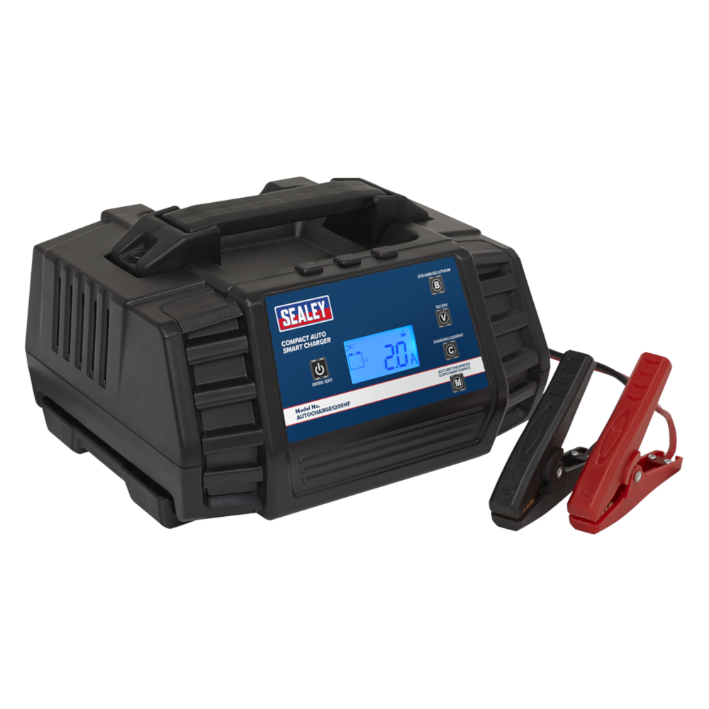 Sealey AUTOCHARGE1200HF Compact Auto Smart Battery Charger &amp; Maintainer 12 Amp 12V 24V