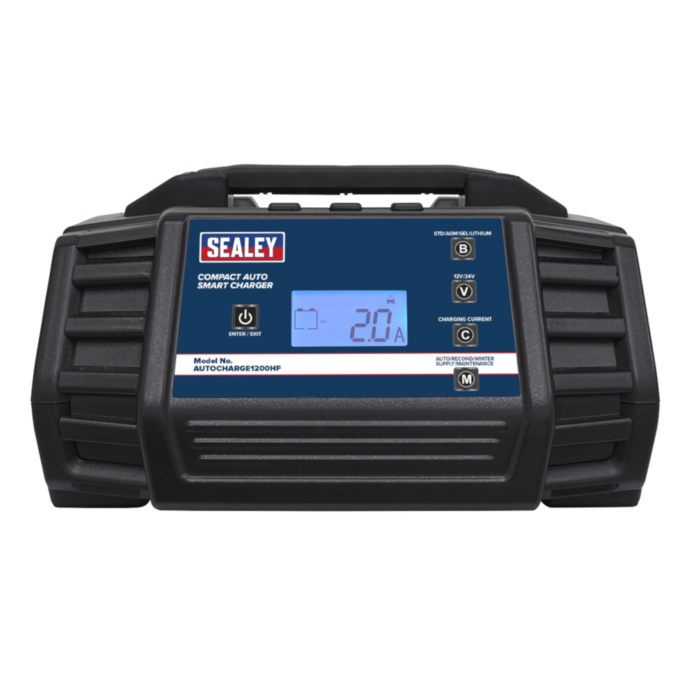 Sealey AUTOCHARGE1200HF Compact Auto Smart Battery Charger &amp; Maintainer 12 Amp 12V 24V
