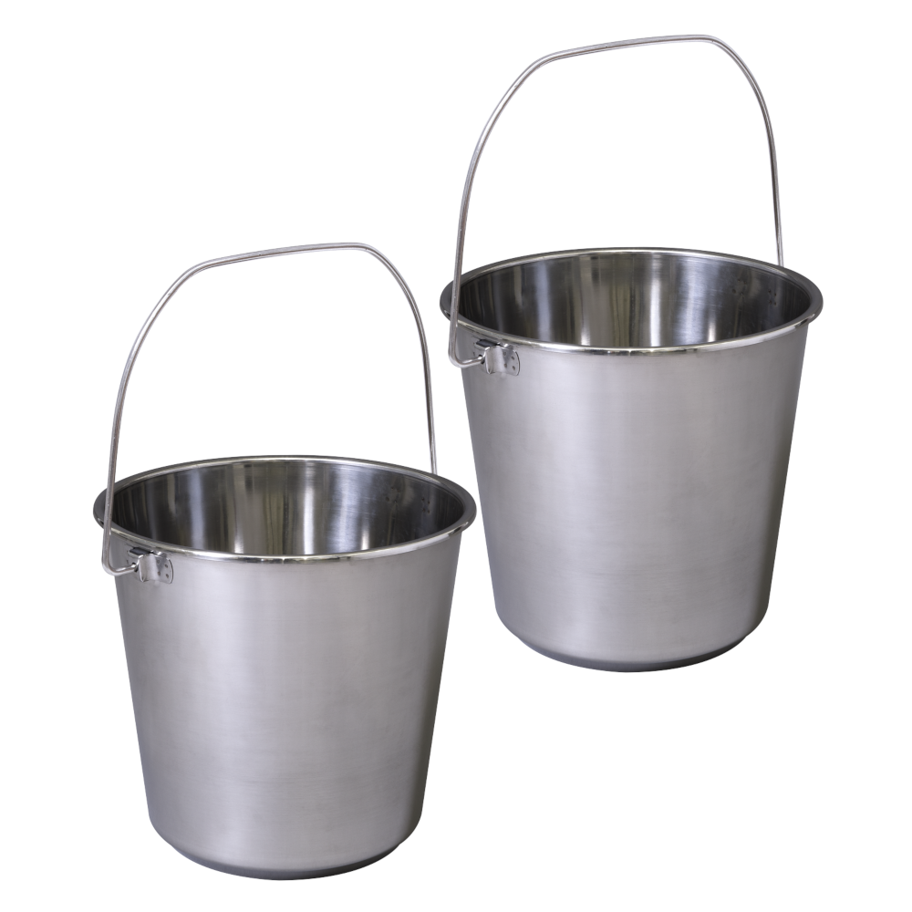 Sealey BM8L Heavy Duty Stainless Steel Metal Mop Storage Bucket 12 Litre 2 Pack