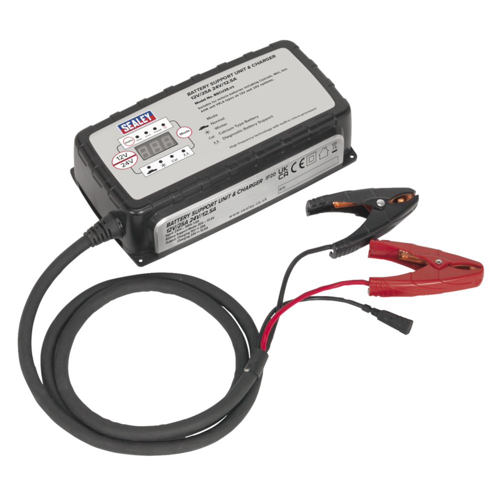 Sealey BSCU25 Battery Support Unit and Charger 12V/25A 24V/12.5A