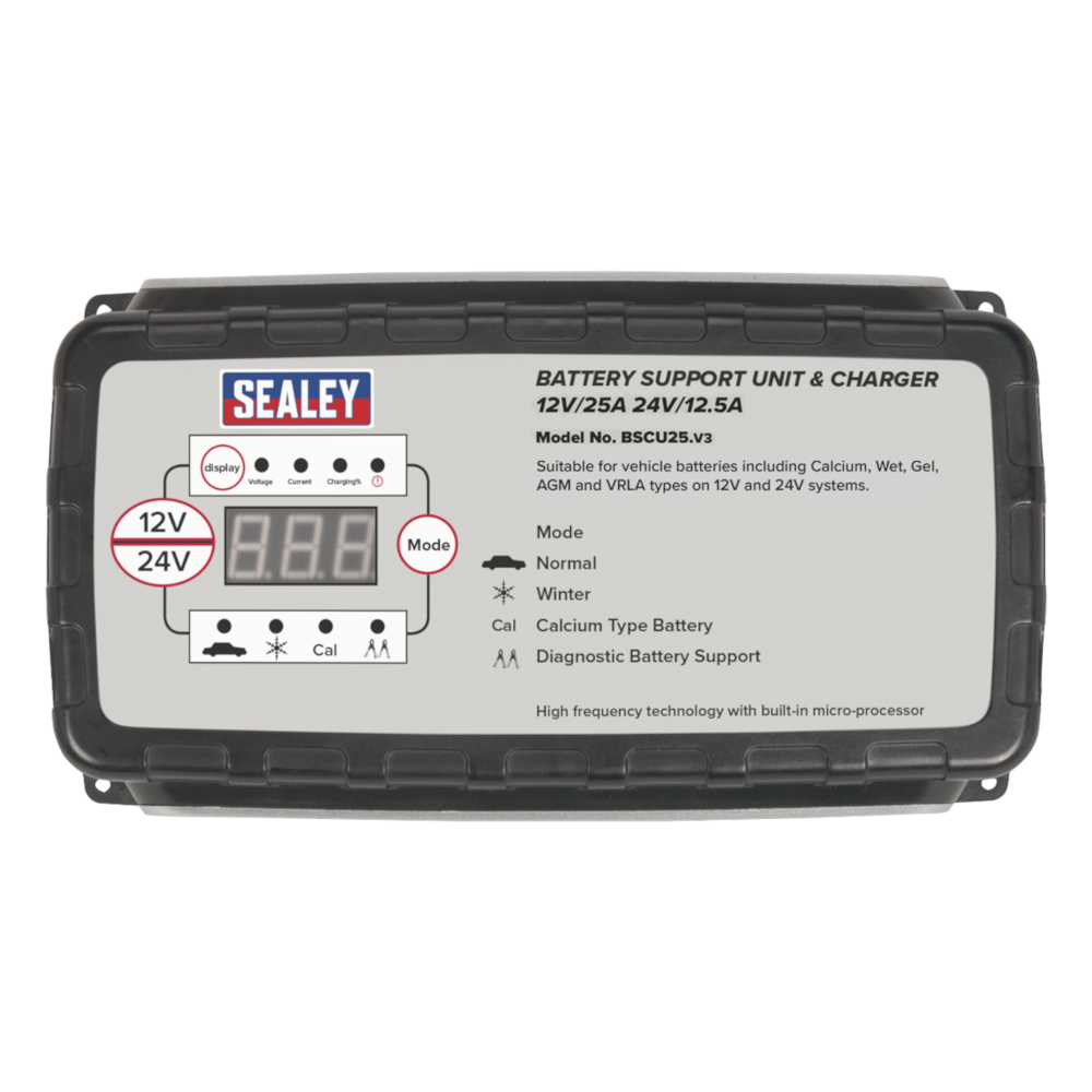 Sealey BSCU25 Battery Support Unit and Charger 12V/25A 24V/12.5A