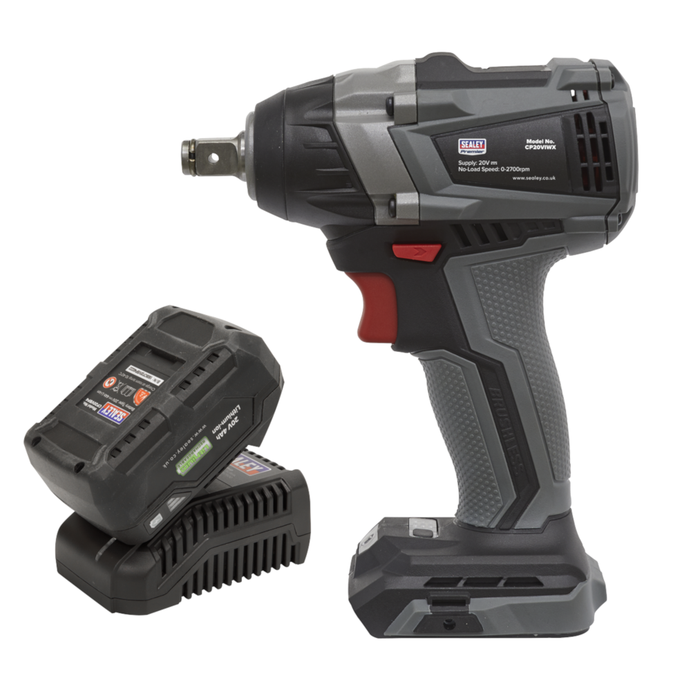 Sealey CP20VIWXKIT1 SV20 Series Cordless Brushless Impact Wrench Kit 20V, 1/2" Sq. Drive, 350Nm