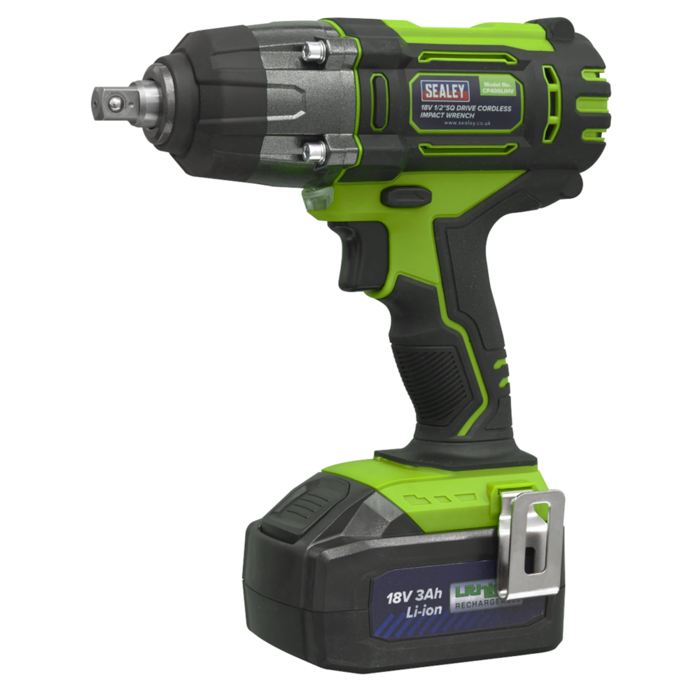 Sealey CP400LIHV 1/2" Sq Drive Cordless Impact Wrench 18V 550Nm 406lb.ft with 3.0Ah Battery & Charger