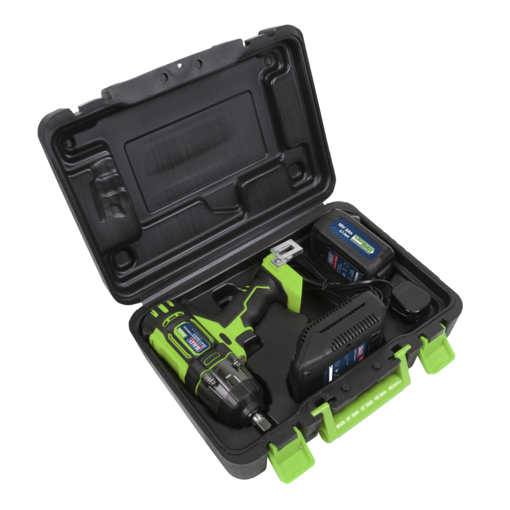 Sealey CP400LIHV 1/2" Sq Drive Cordless Impact Wrench 18V 550Nm 406lb.ft with 3.0Ah Battery & Charger