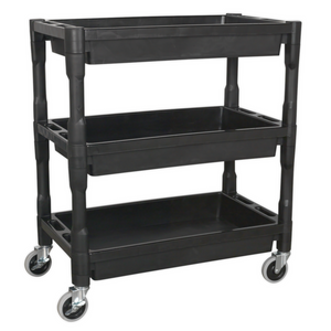Sealey CX205 Heavy Duty 3 Level Composite Workshop Garage Tool Parts Trolley Cart 180kg Grey