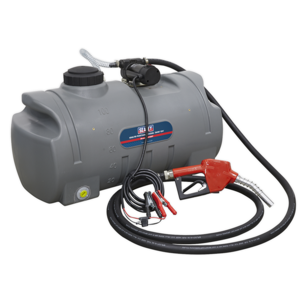 Sealey D100T Portable Mobile 100 Litre Diesel Fuel Tank Dispenser with 12V Electric Pump