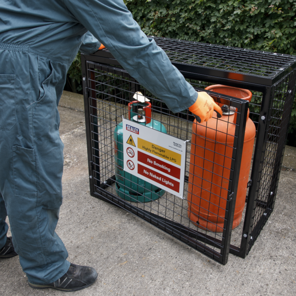 Sealey GCSC247 Propane Butane Gas Bottle Cylinder Safety Storage Cage for 2 x 47kg Cylinders