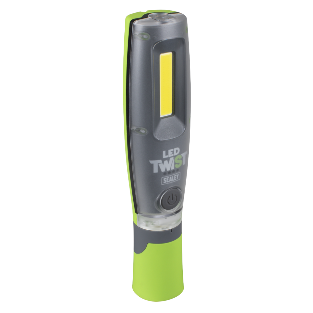 Sealey LED2001G COB/SMD LED Twist Rechargeable Inspection Torch Light Lamp, 16W, 2000 Lumens, Green