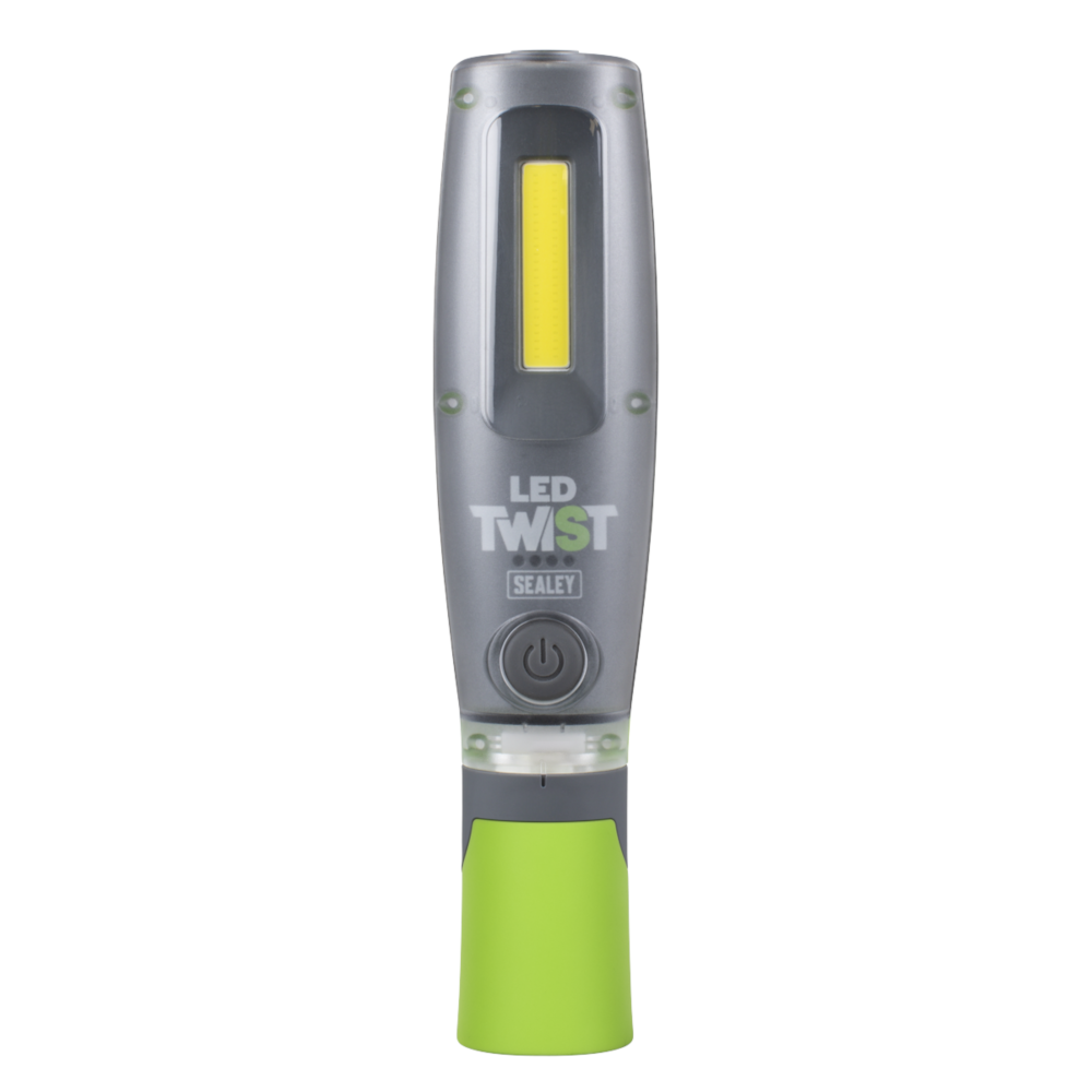 Sealey LED2001G COB/SMD LED Twist Rechargeable Inspection Torch Light Lamp, 16W, 2000 Lumens, Green