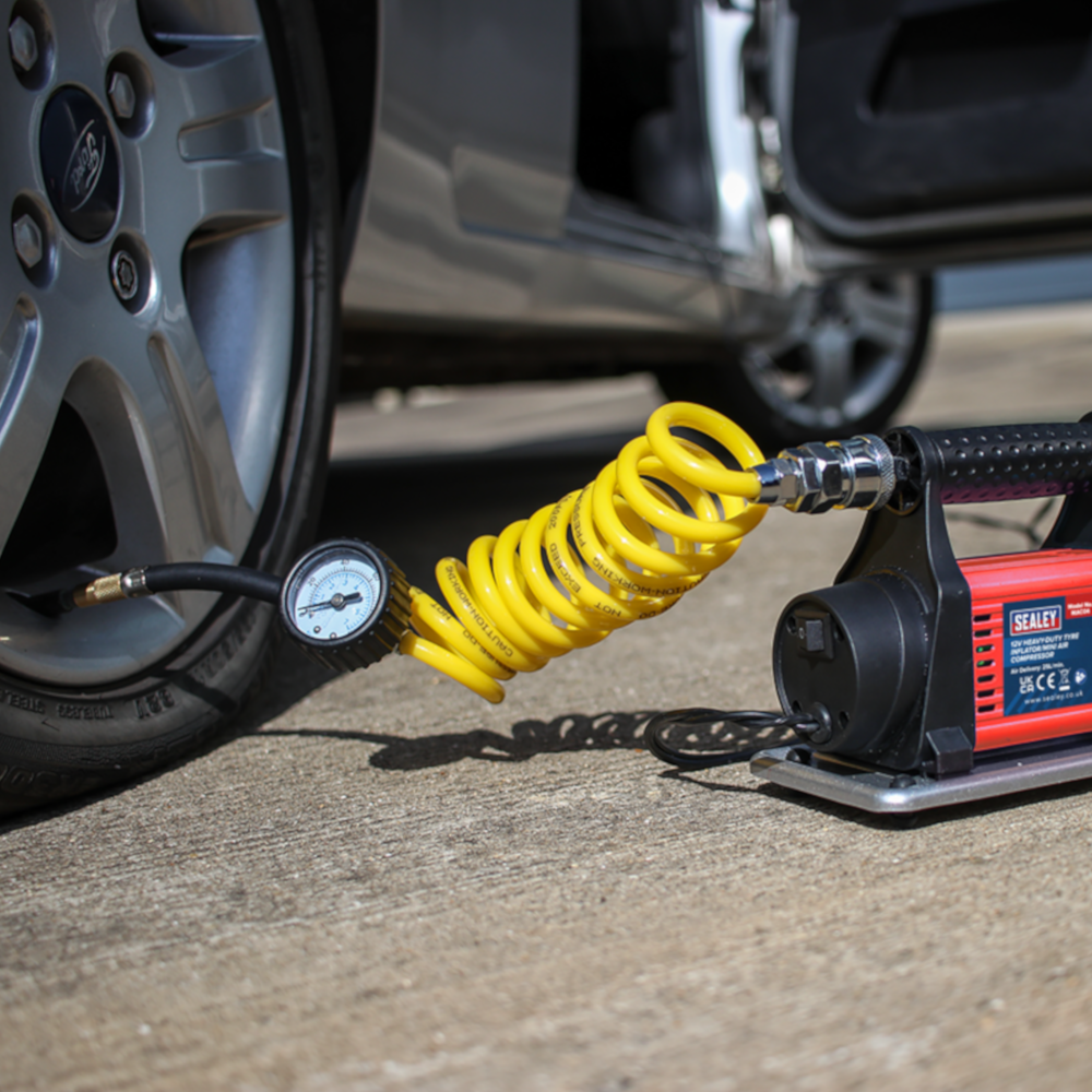 Sealey MAC04 Heavy Duty Tyre Inflator Mini Air Compressor 12V