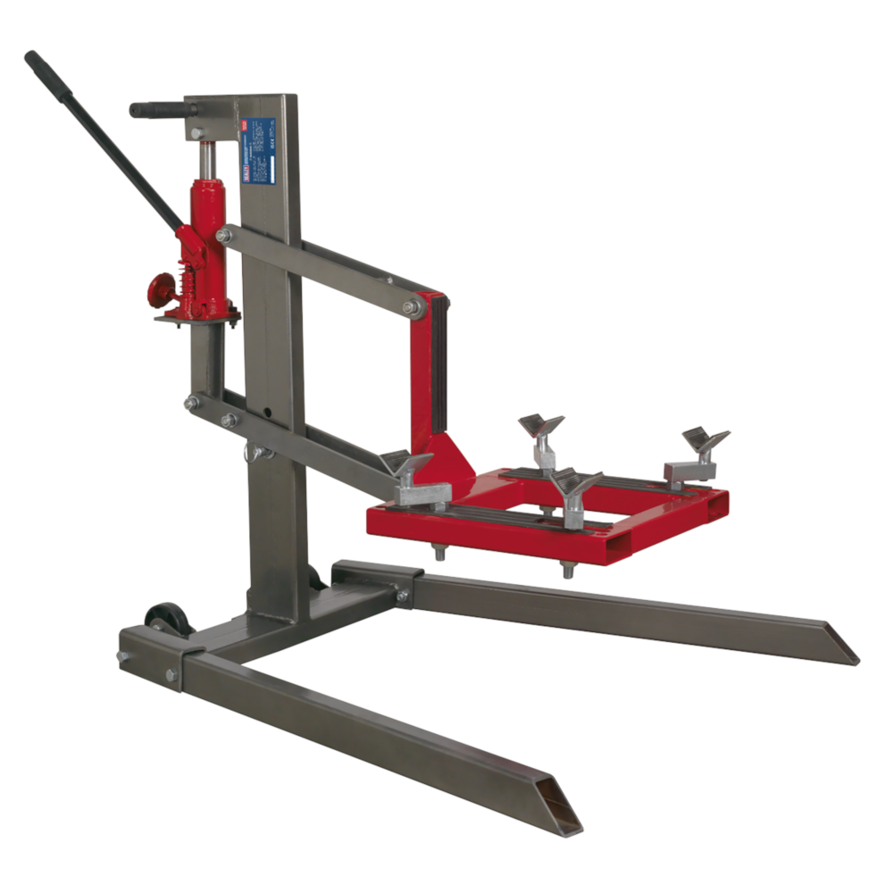 Sealey MCL500 Single Post Hydraulic Motorcycle Bike Garage Workshop Support Bench Lift 450kg Capacity