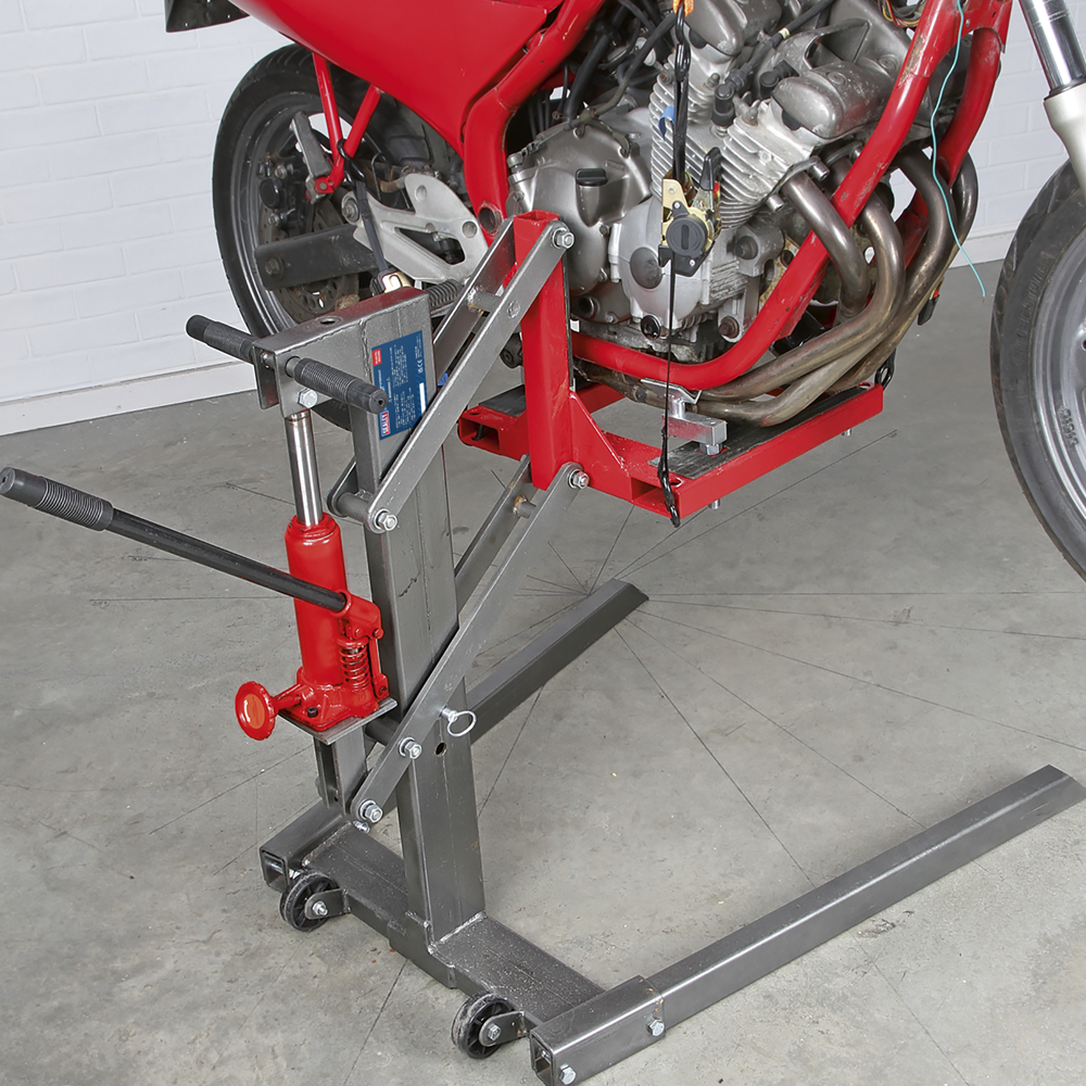 Sealey MCL500 Single Post Hydraulic Motorcycle Bike Garage Workshop Lift 450kg Capacity