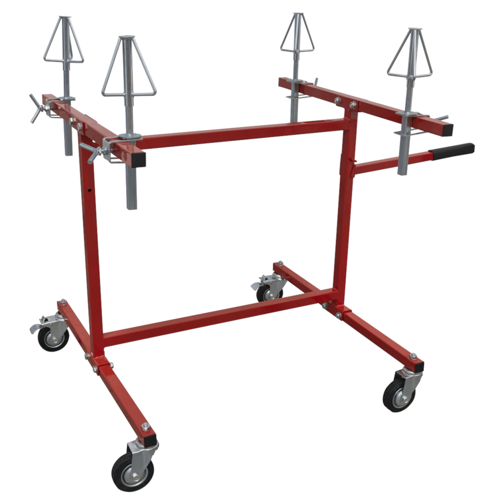 Sealey MK74 Alloy Wheel Repair and Painting Trolley Stand, 4 Wheel Capacity