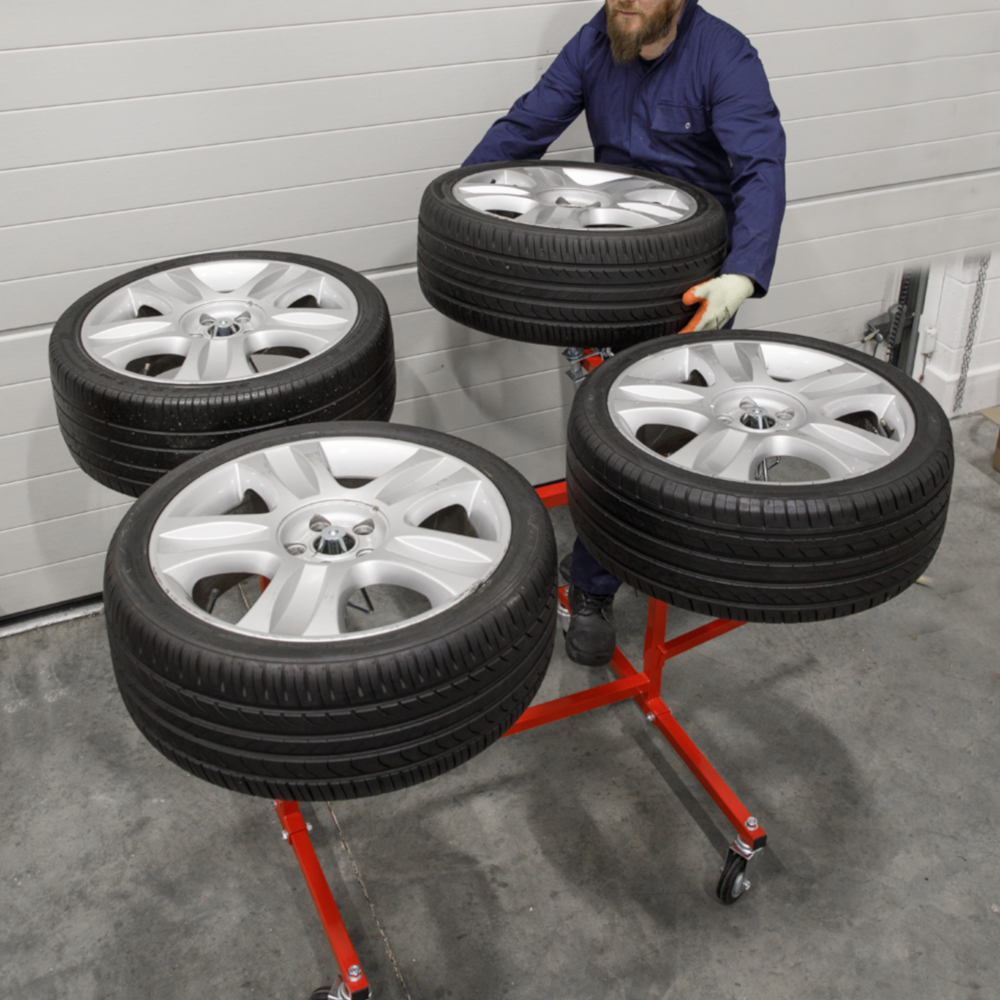 Sealey MK74 Alloy Wheel Repair and Painting Trolley Stand, 4 Wheel Capacity