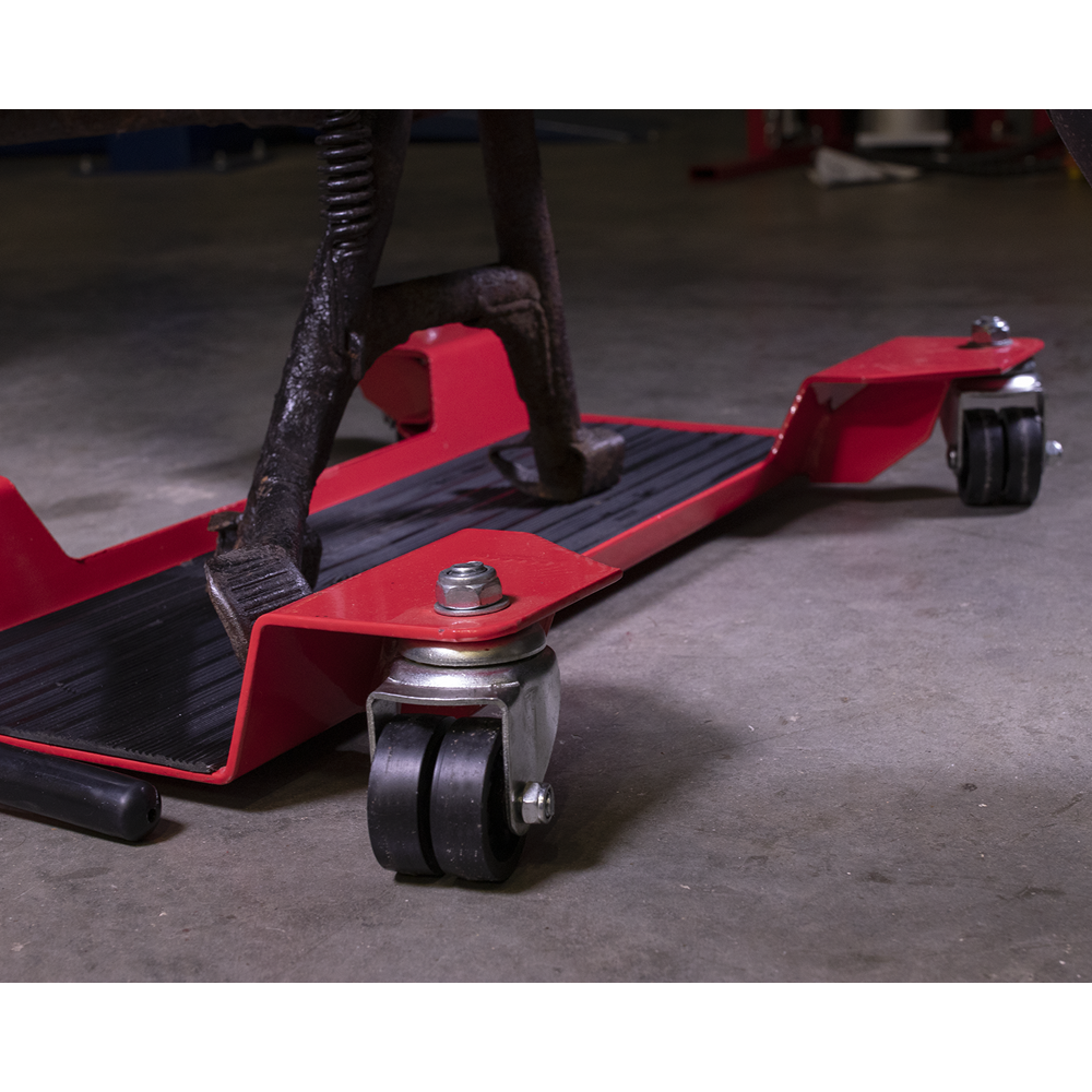 Sealey MS0651 Motorcycle Bike Garage Workshop Centre Support Stand Transport Dolly Trolley 220kg Capacity
