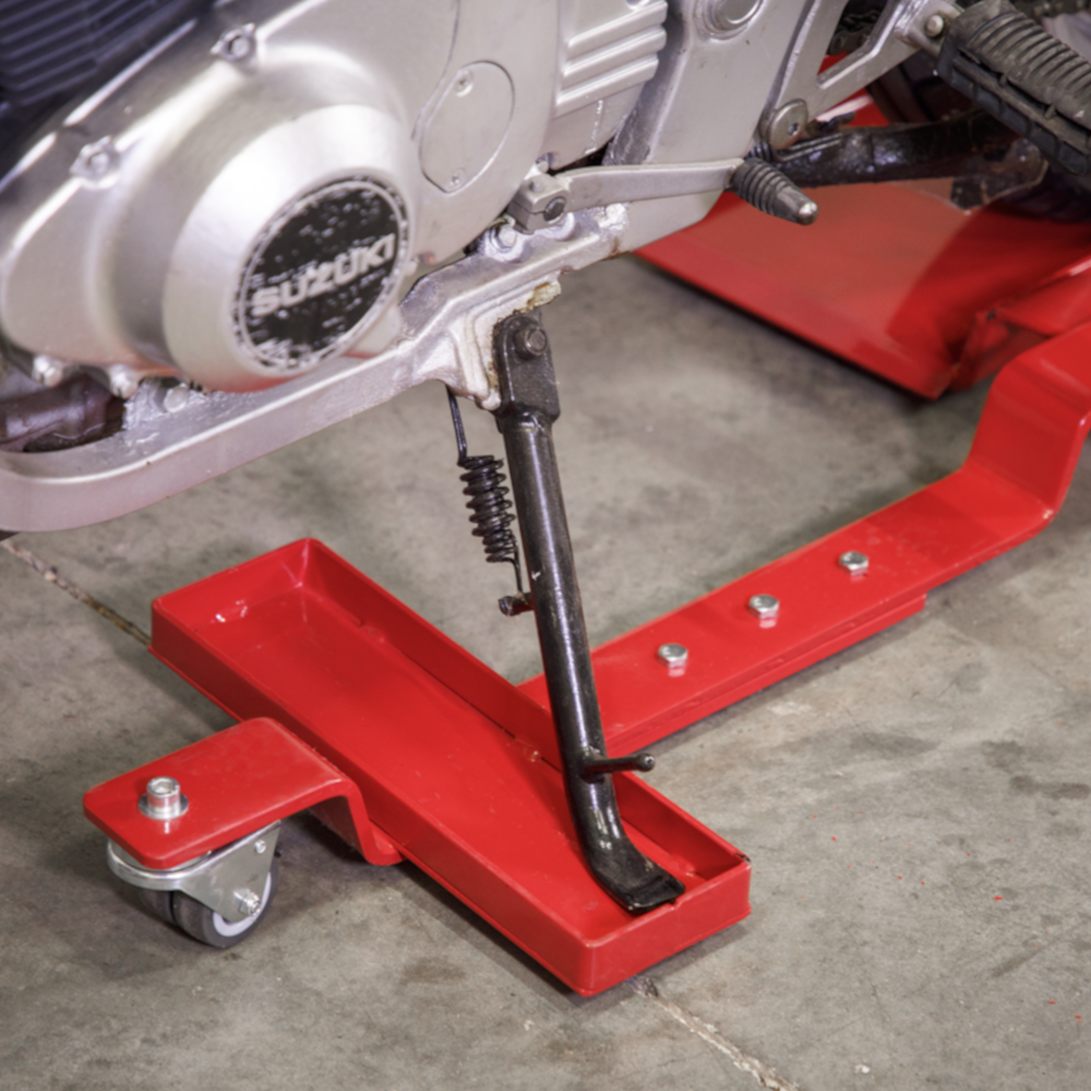 Sealey MS0630 Rear Wheel Motorcycle Bike Garage Workshop Side Support Stand Transport Dolly Trolley 500kg Capacity