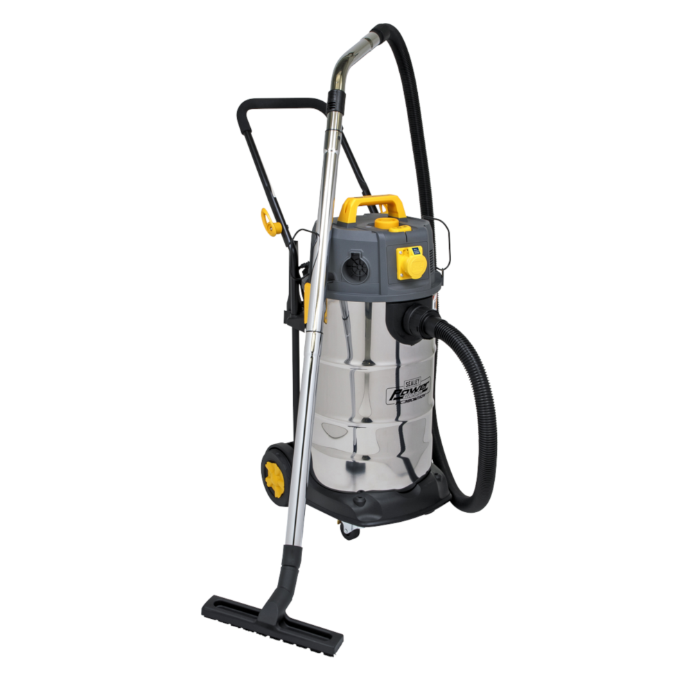 Sealey PC380M110V Industrial Wet and Dry Vacuum Cleaner Dust Free with Stainless Steel Drum M Class Filtration 38 Litre 1100W 110V