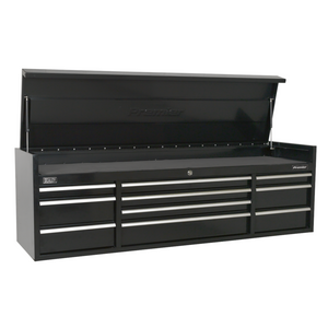 Sealey PTB181510 Premier 10 Drawer Heavy-Duty Top Tool Chest Storage Box 1830mm with Ball Bearing Slides Black