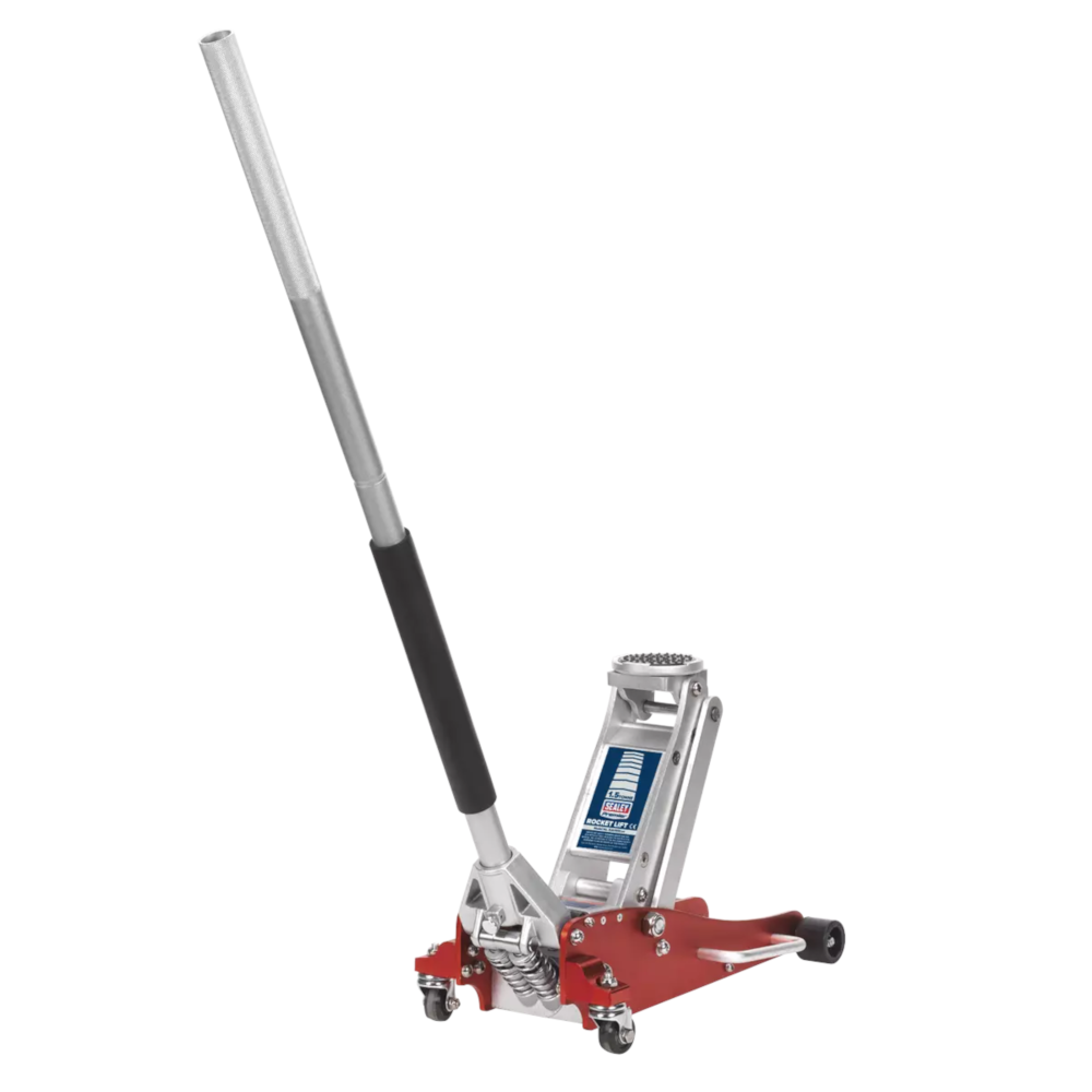 Sealey RJAS1550 1.5 Tonne Aluminium Low Entry Profile Garage Workshop Lifting Trolley Jack with Rocket Lift