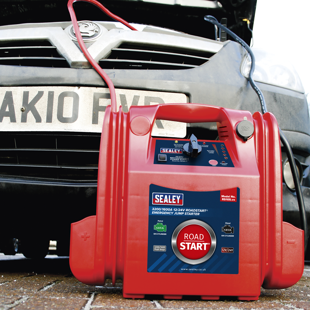 Sealey RS105 RoadStart Emergency Vehicle Battery Jump Starter Charger 3200A 1600A 12V 24V