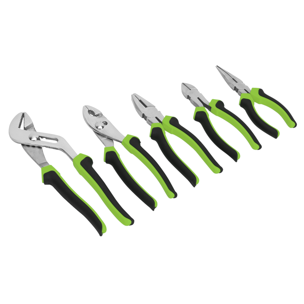 Sealey S0646 5 Piece Comfort Grip Diagonal Side, Long Nose, Combination, Slip Joint & Water Pump Pliers Hand Tool Set