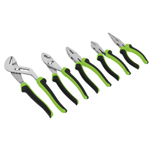 Sealey S0646 5 Piece Comfort Grip Diagonal Side, Long Nose, Combination, Slip Joint & Water Pump Pliers Hand Tool Set