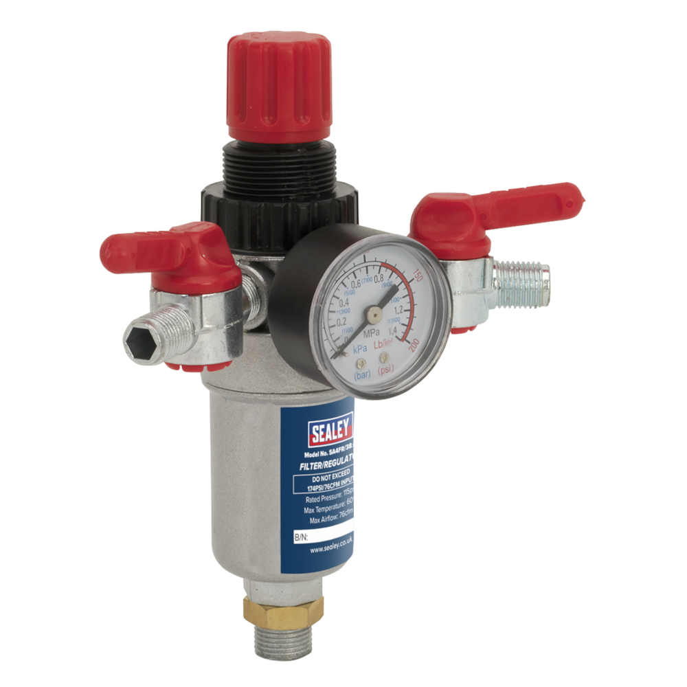 Sealey SA4FR/38 Air Filter Regulator, 3/8" BSP Male to 1/2" BSP Male