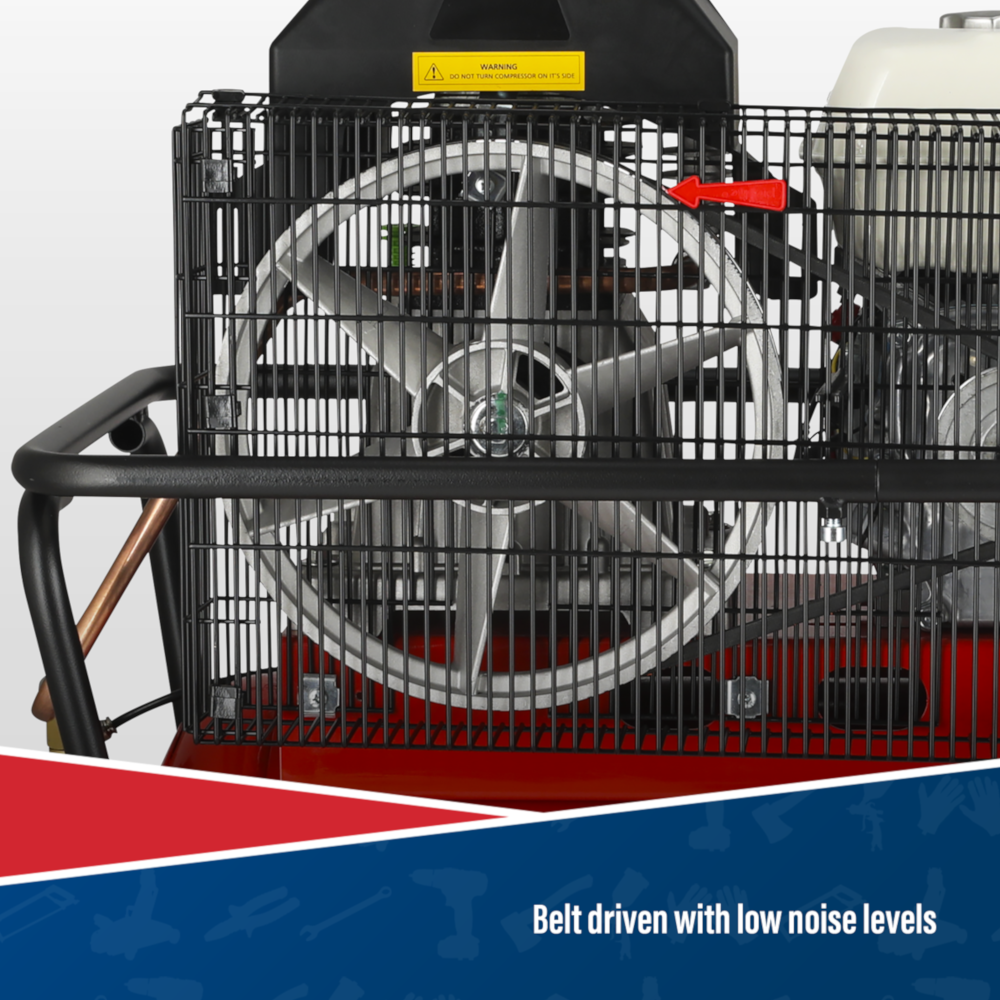 Sealey SA5055 Belt Drive Air Compressor with Petrol Engine, 50 Litre, 5.5hp