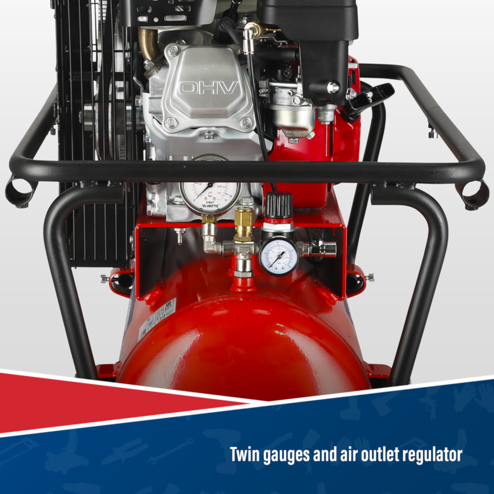 Sealey SA5055 Belt Drive Air Compressor with Petrol Engine, 50 Litre, 5.5hp
