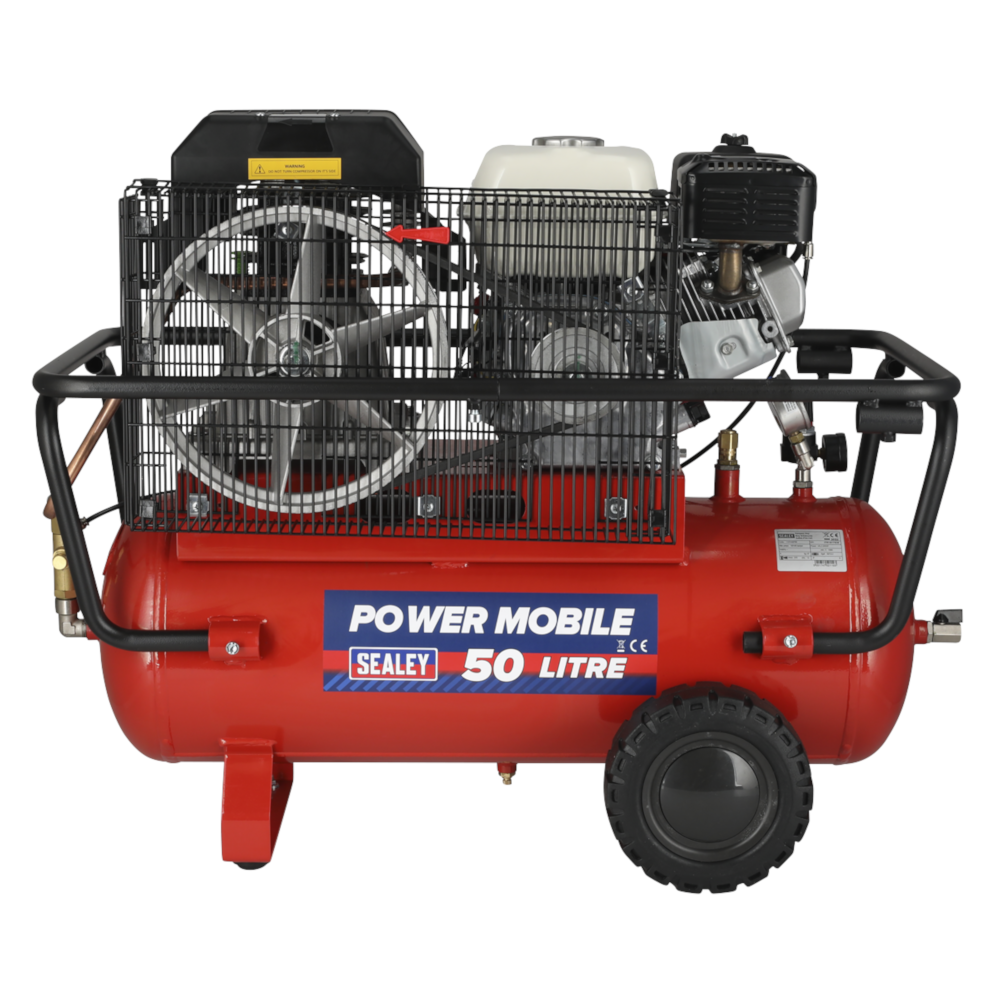 Sealey SA5055 Belt Drive Air Compressor with Petrol Engine, 50 Litre, 5.5hp