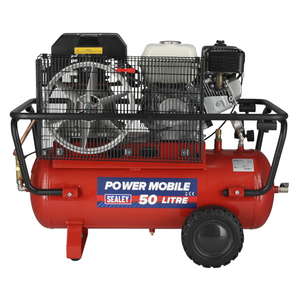 Sealey SA5055 Belt Drive Air Compressor with Petrol Engine, 50 Litre, 5.5hp