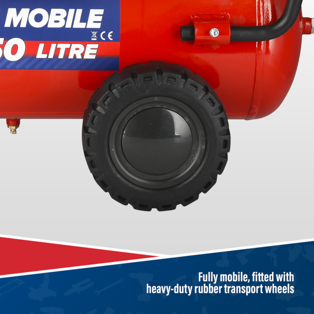 Sealey SA5055 Belt Drive Air Compressor with Petrol Engine, 50 Litre, 5.5hp