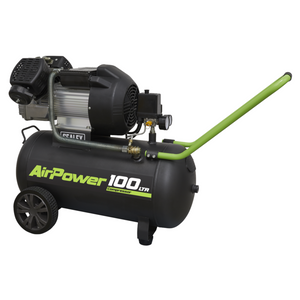 Sealey SAC10030VE Direct Drive V-Twin Air Compressor with Wheels, 100 Litre, 3hp 2.22kW 230V