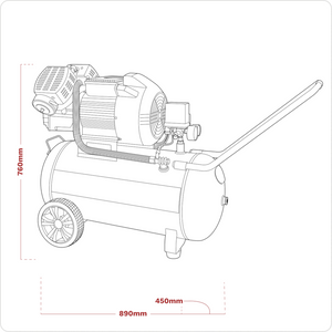 Sealey SAC10030VE Direct Drive V-Twin Air Compressor with Wheels, 100 Litre, 3hp 2.22kW 230V