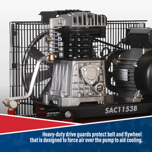 Sealey SAC1153B Belt Drive Air Compressor with Cast Cylinders, 150 Litre, 3hp 2.2kW 230V
