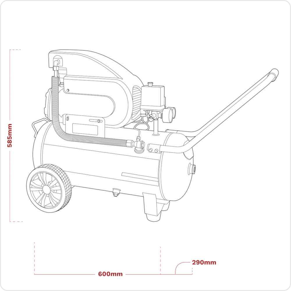 Sealey SAC2420E Direct Drive Air Compressor, 24 Litre, 2hp 1.49kW 230V