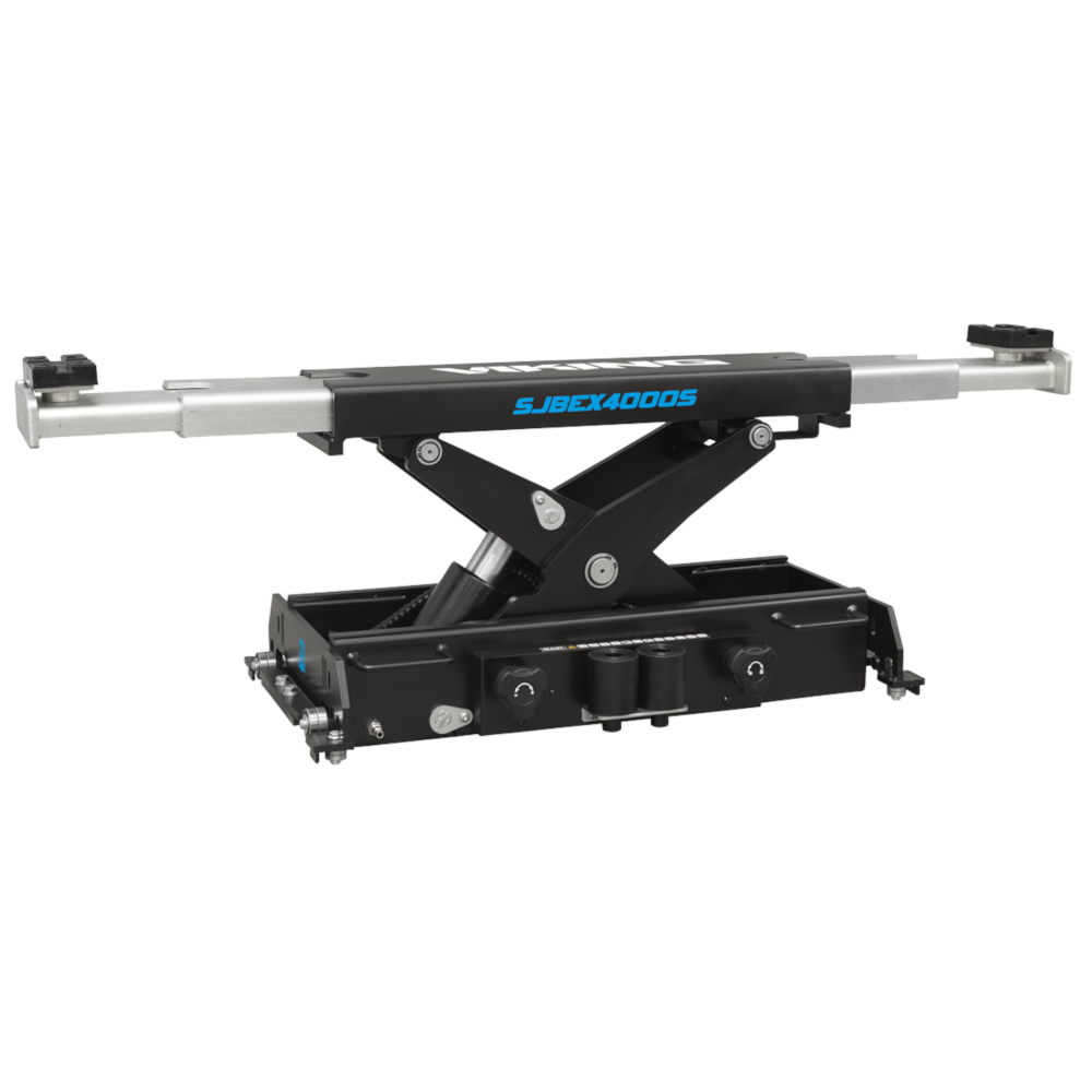 Sealey SJBEX4000S Viking Air Operated Jacking Beam MOT Inspection Pit Ramp with Arm Extenders and Roller Supports, 4 Tonne Capacity, Black