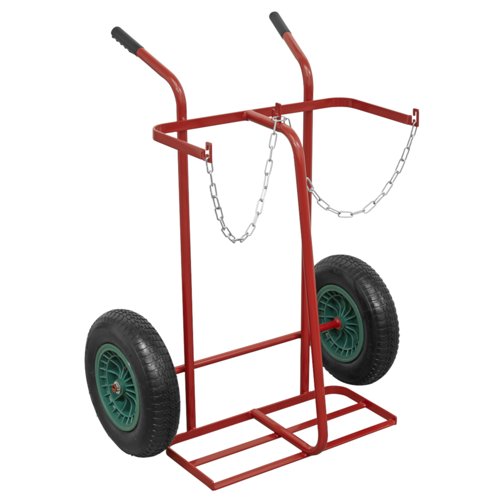 Sealey ST28P Welding 2 Bottle Transport Trolley Cart with Pneumatic Tyres