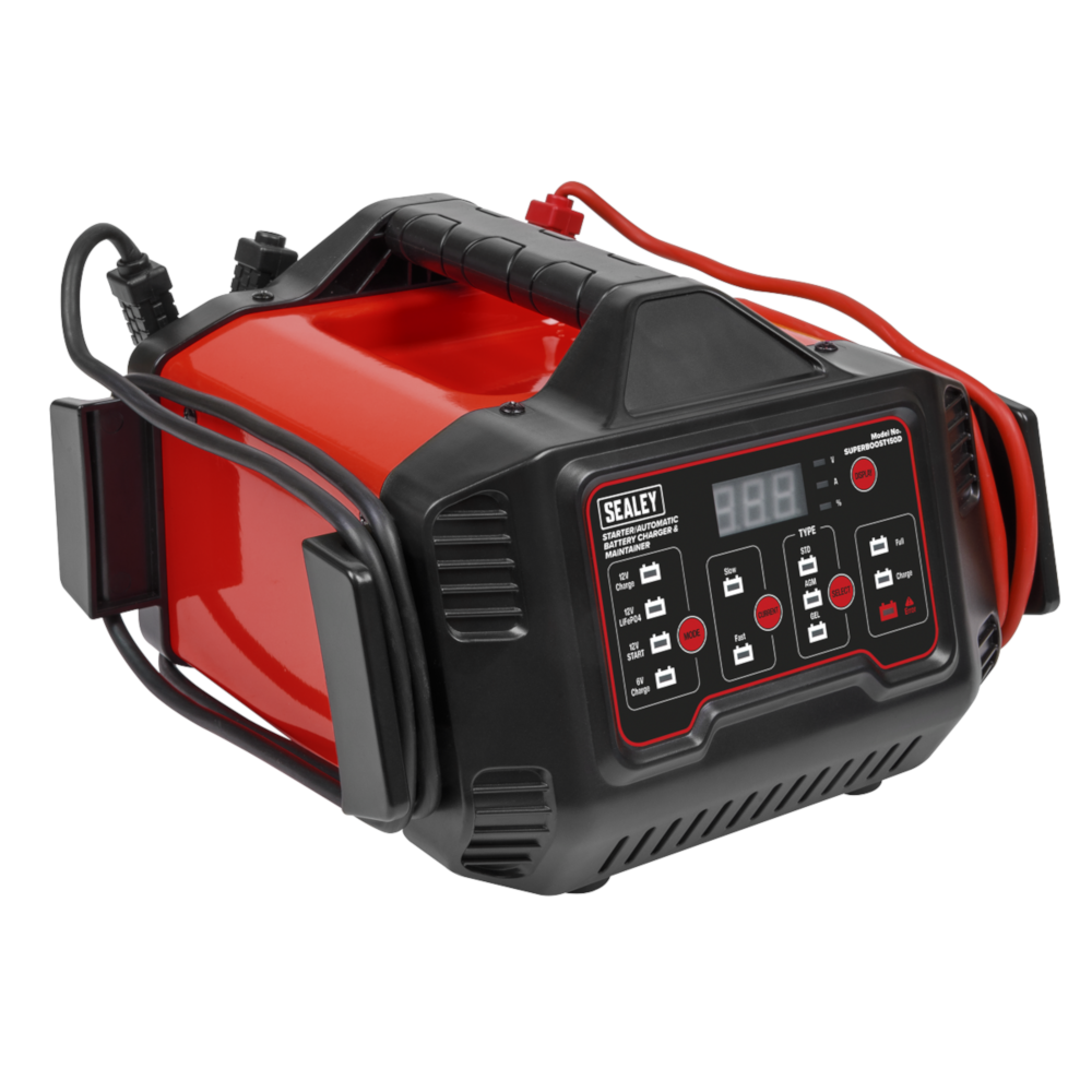 Sealey SUPERBOOST150D Emergency Vehicle Battery Jump Lead Booster Starter 150 Amp &amp; Automatic Charger & Maintainer Power Pack 15 Amp 6V 12V