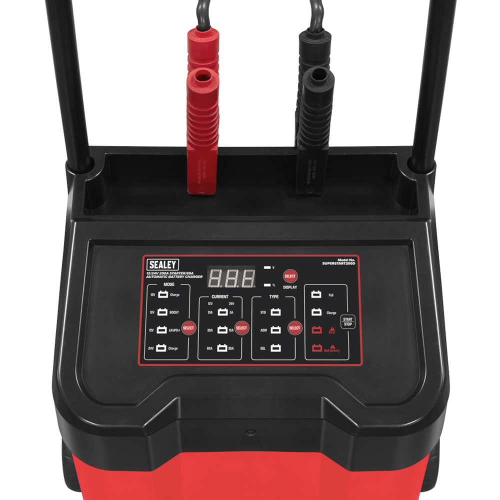 Sealey SUPERSTART200D Professional Heavy Duty Garage Workshop Vehicle Automatic Battery Charger Starter 200/60 Amp 12V 24V