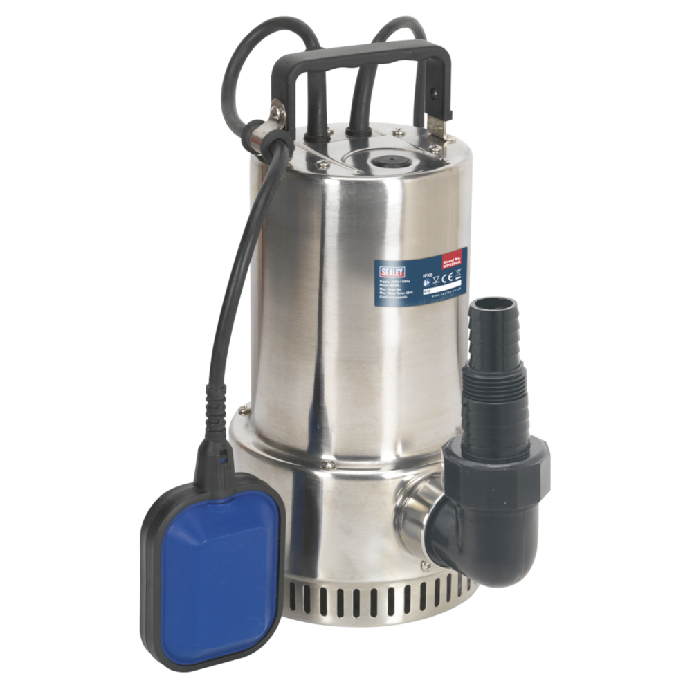 Sealey WPS250A Automatic Submersible Stainless Clean Water Pump with Float Switch 250L/Min 600W