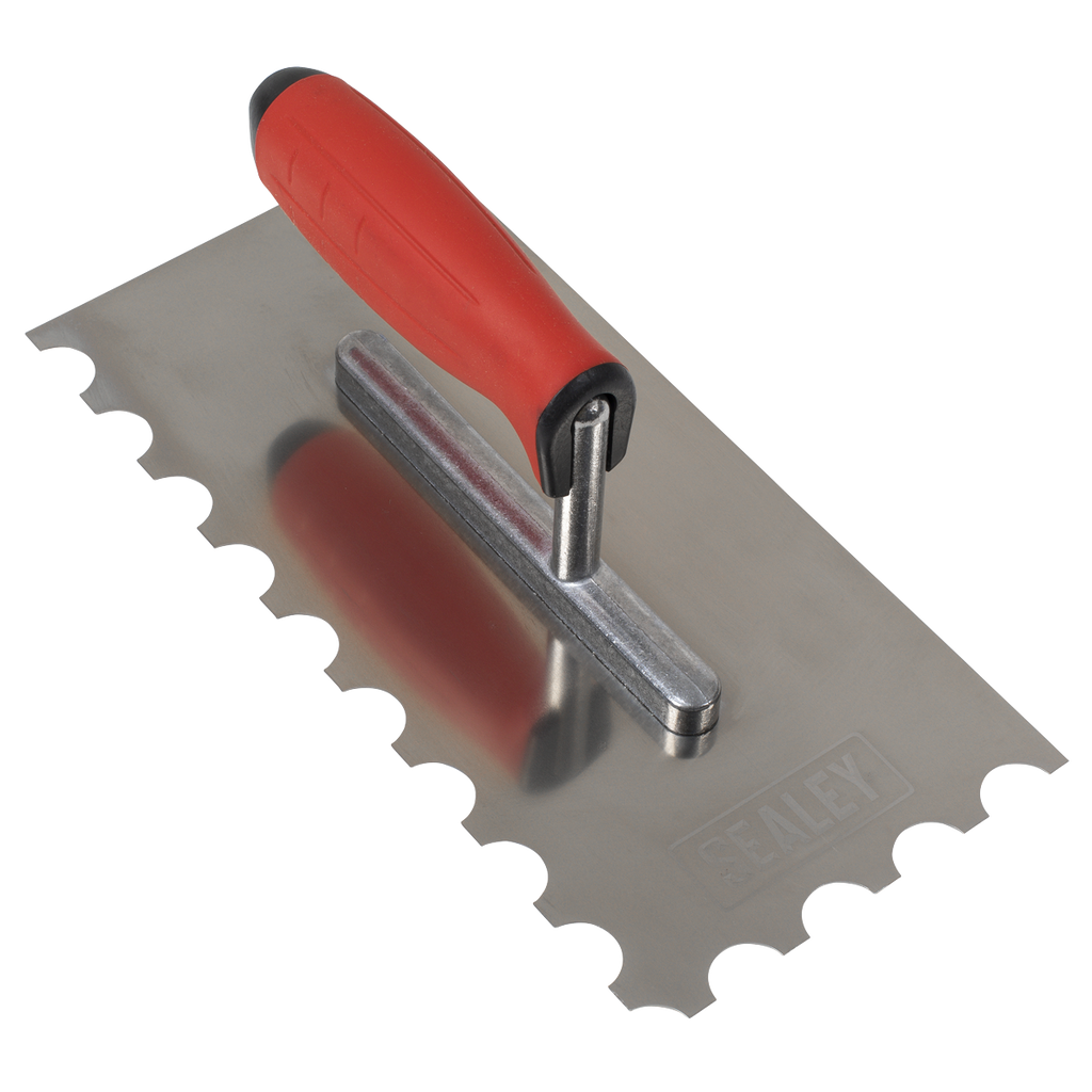 Stainless Steel Semicircle Tooth Trowel with Rubber Handle &