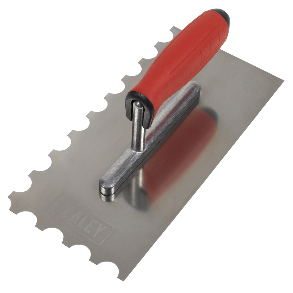 Stainless Steel Semicircle Tooth Trowel with Rubber Handle &