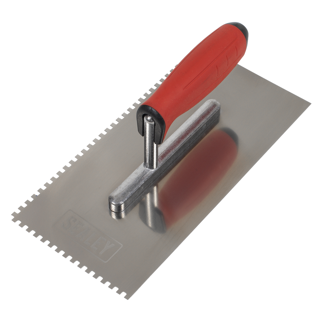 Stainless Steel 4mm Notched Trowel with Rubber Handle 270mm