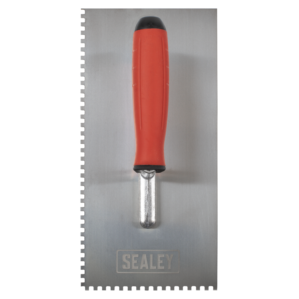 Stainless Steel 4mm Notched Trowel with Rubber Handle 270mm