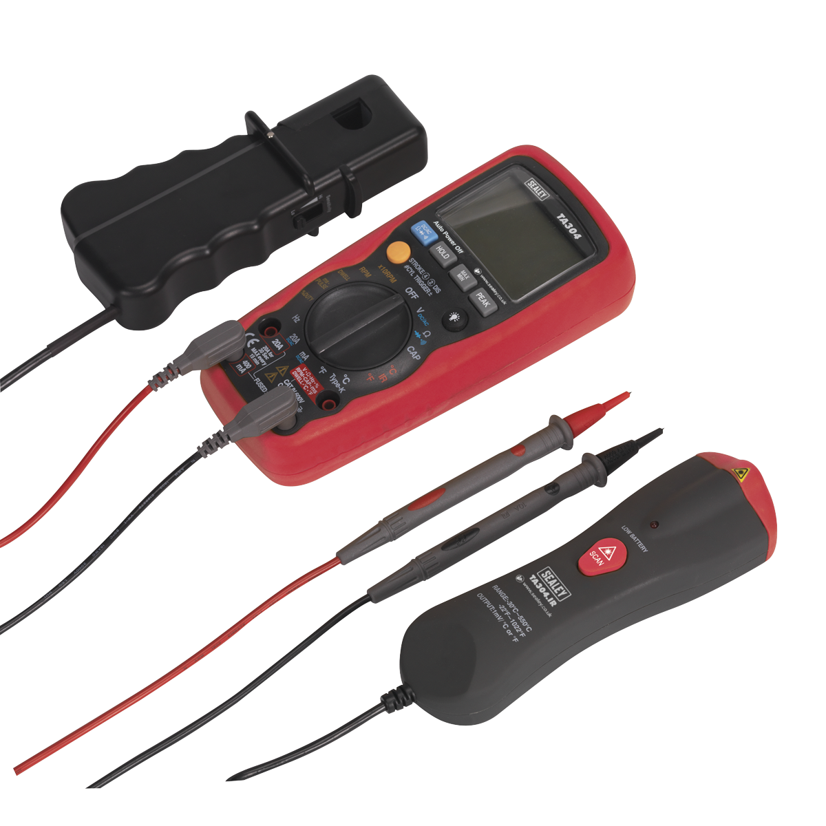 15-Function Digital Automotive Multimeter with Inductive Coupler/Infrared Temperature Probe