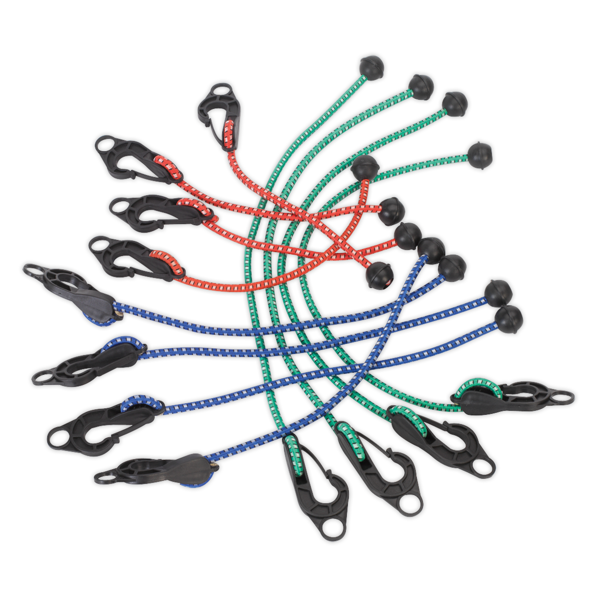 Assorted Tarpaulin Bungee Cord Set 12pc