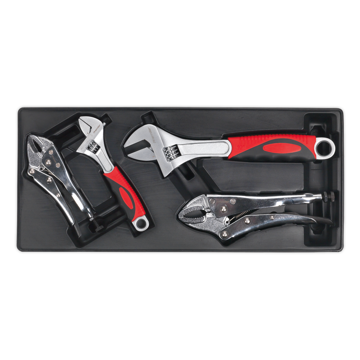 Premier Locking Pliers & Adjustable Wrench Set with Tool Tray 4pc