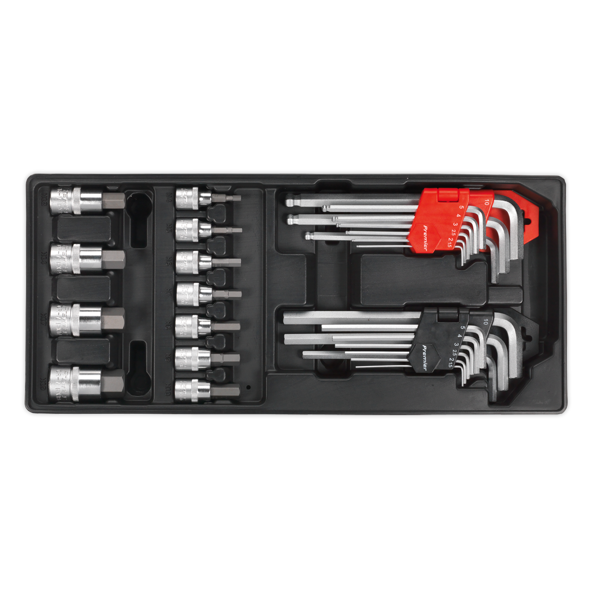 Premier Hex/Ball-End Hex Key & Socket Bit Set with Tool Tray 29pc